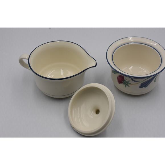 Y2K Poppies On Blue by LENOX Chinastone Creamer & Sugar Bowl w/Lid - Picture 11 of 11